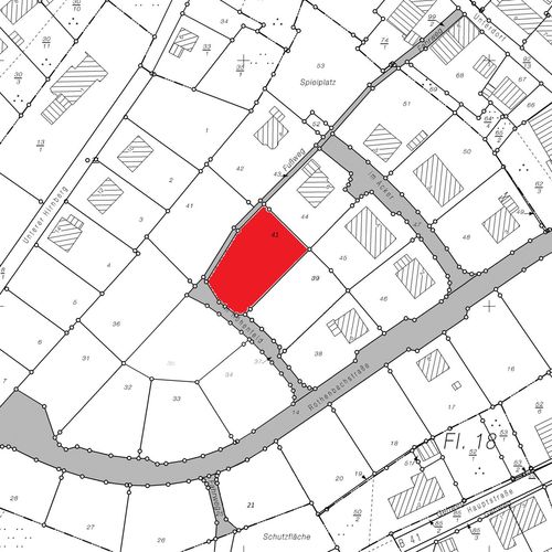 Lageplan eines Bauplatzes in Oberbrombach